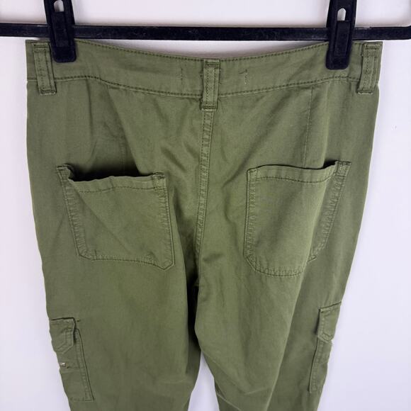 Zara Womens Cargo High Rise Jogger Zip Side Pockets Army Green Relaxed Pants 2 - Picture 5 of 8